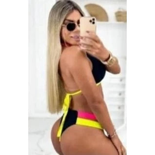 Biquini Asa Delta Grinda Tricolor Com Bojo Moda Blogueiras Ajustavel TANAZImodas