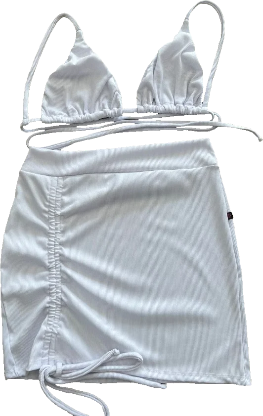 Conjunto vesty fior  Feminino Biquíni Cortininha De Amarração + Saia De Regulagem frontal