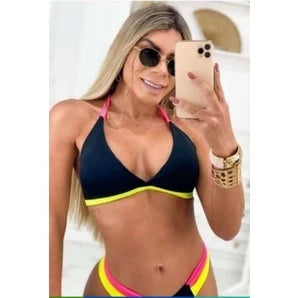 Biquini Asa Delta Grinda Tricolor Com Bojo Moda Blogueiras Ajustavel TANAZImodas