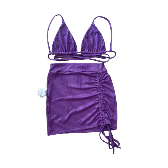 Conjunto vesty fior  Feminino Biquíni Cortininha De Amarração + Saia De Regulagem frontal