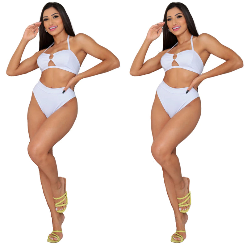 Biquini Feminino Hot Pants Suplex  Cintura Alta COMPRE 1 LEVE 2